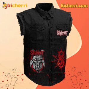 Slipknot Wait And Bleed 25th Anniversary Sleeveless Denim Jacket-a 4jtAJeB