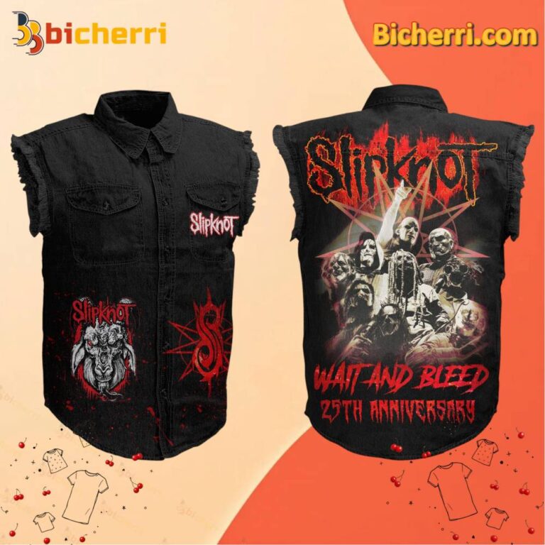 Slipknot Wait And Bleed 25th Anniversary Sleeveless Denim Jacket Qw1DYyK