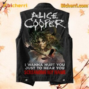 Alice Cooper I Wanna Hurt You Just To Hear You Screaming My Name Sleeveless Denim Jacket-b ZiD1qdS