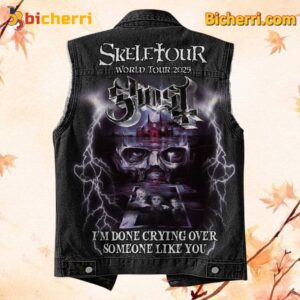 Ghost Skeletour World Tour 2025 I'm Done Crying Over Someone Like You Sleeveless Denim Jacket-b U1jExBn