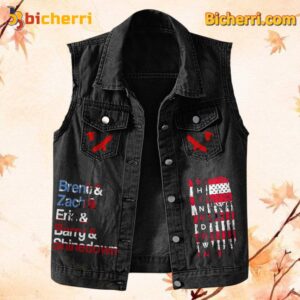 Shinedown Get Up American Flag Signatures Sleeveless Denim Jacket-b ukRZxGB