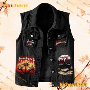 Hatebreed European Savagery 2025 Tour Born To Bleed Fighting To Succeed Sleeveless Denim Jacket-a QgMNC1E